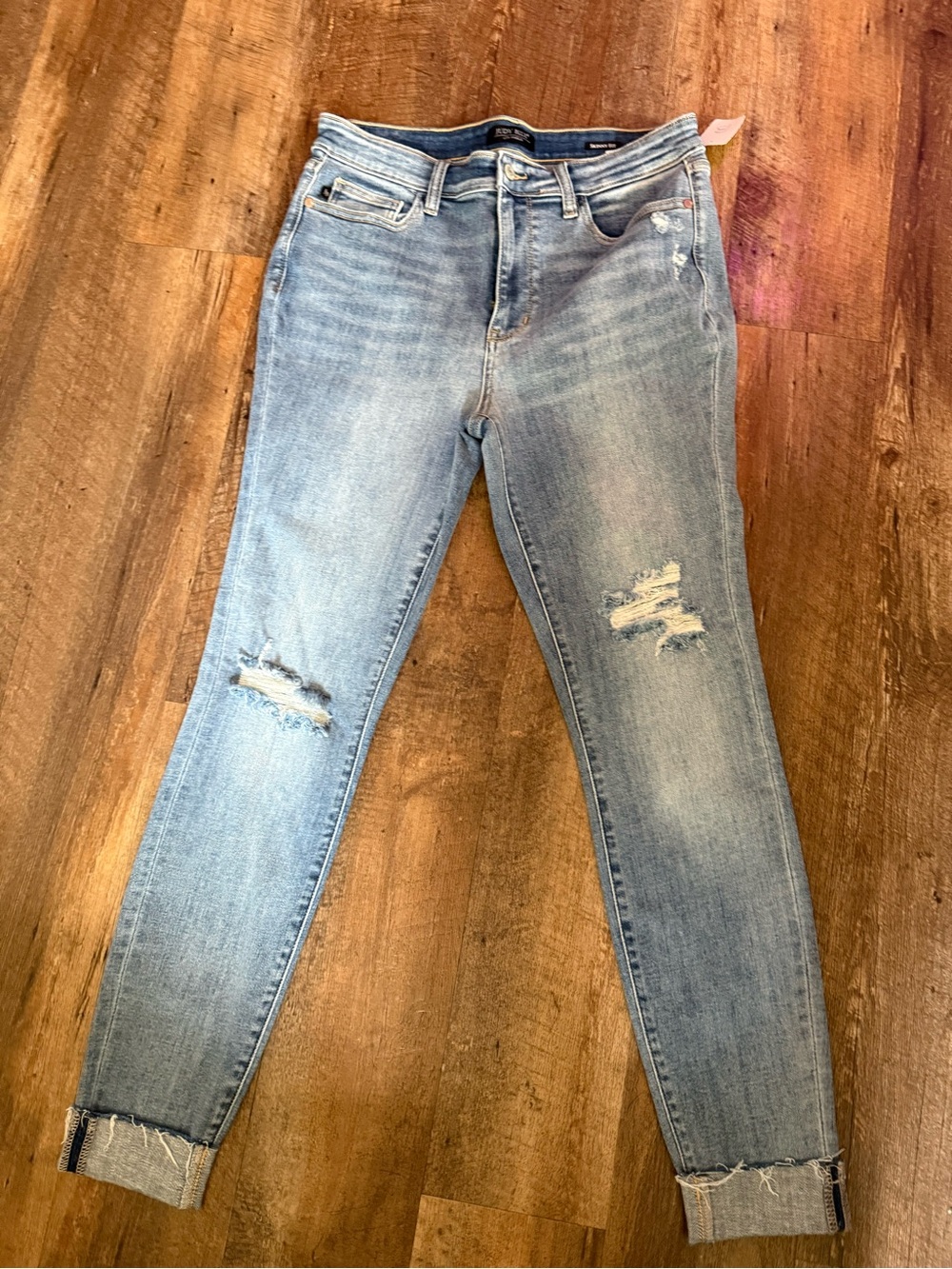 Judy Blue Light Wash Distressed Skinny Jeans